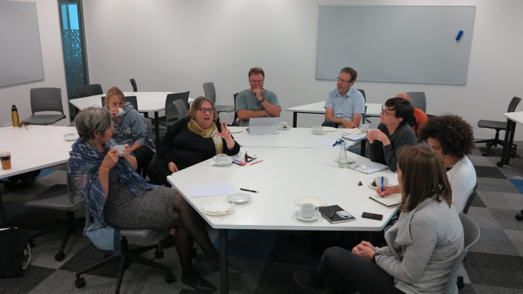 Talking through the Journal of Creative Technologies workflow (Auckland, NZ)