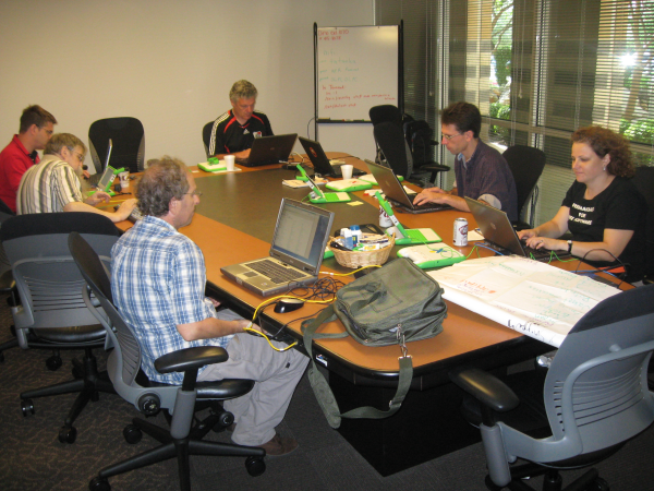Writing the OLPC docs in Texas. Anne Gentle far right.