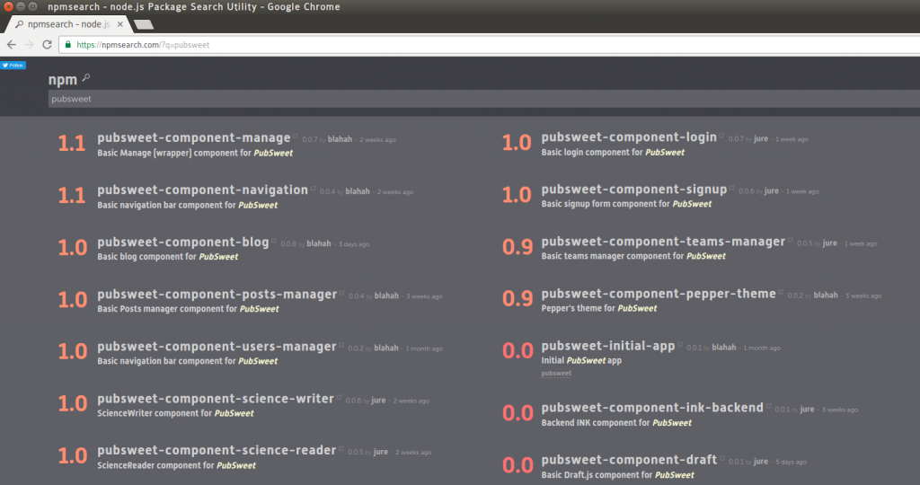 PubSweet components on NPM