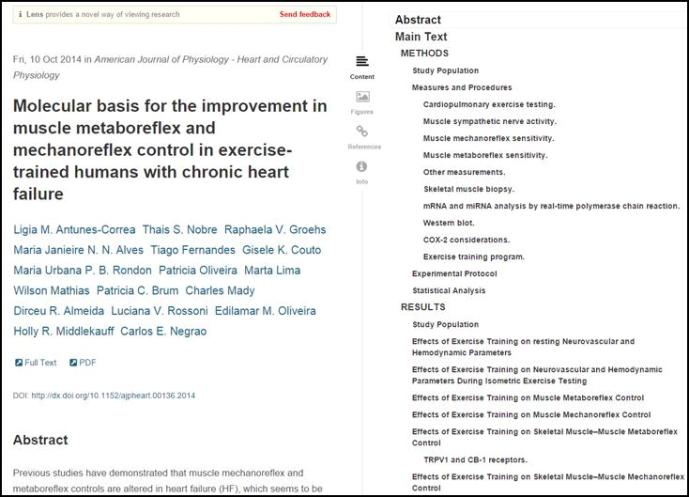 eLife Lens. Table of Contents on right